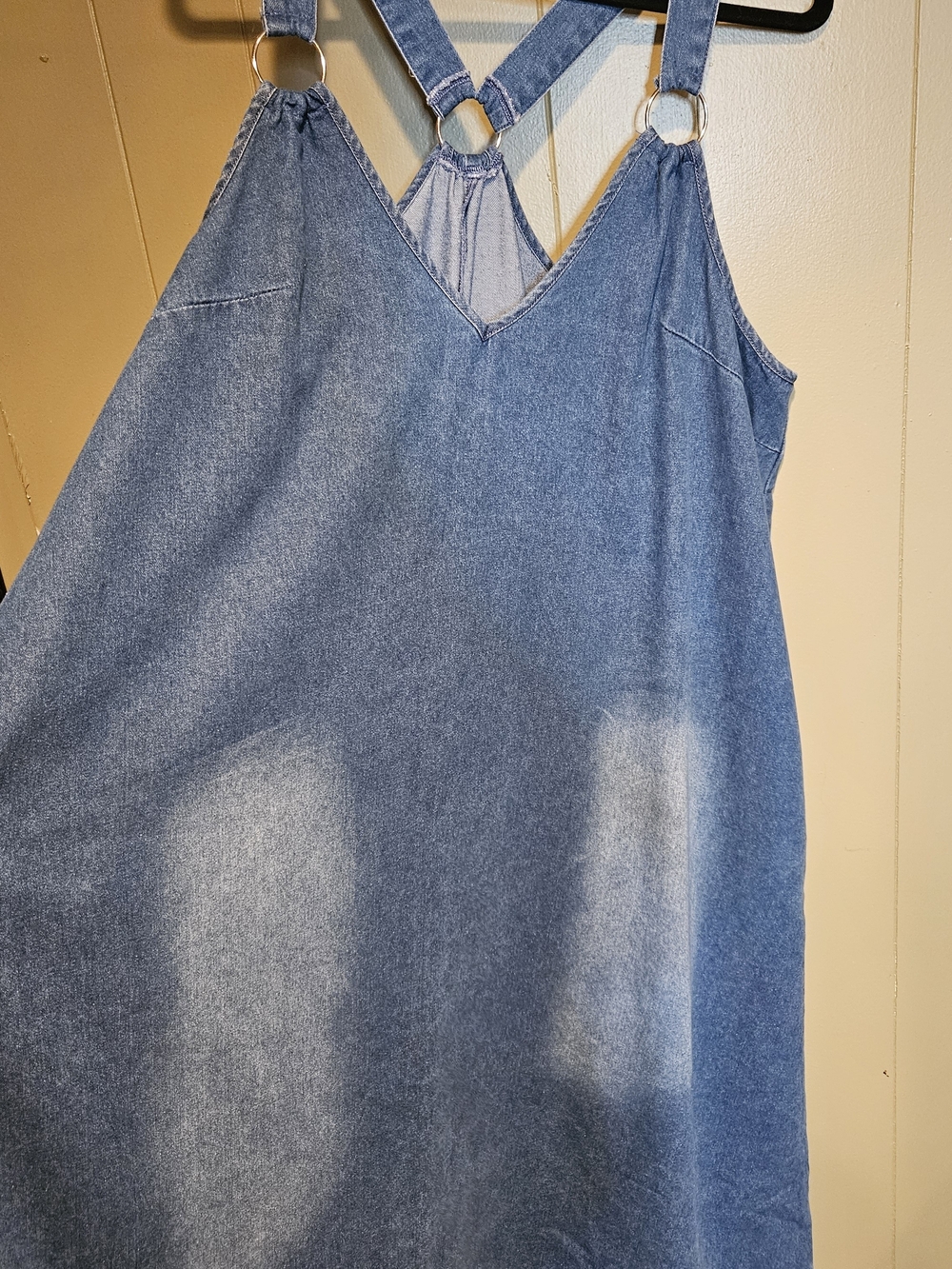 Women's Plus Size 4X Denim Look Maxi Dress Blue Sleeveless Cross Back - Picture 2 of 5